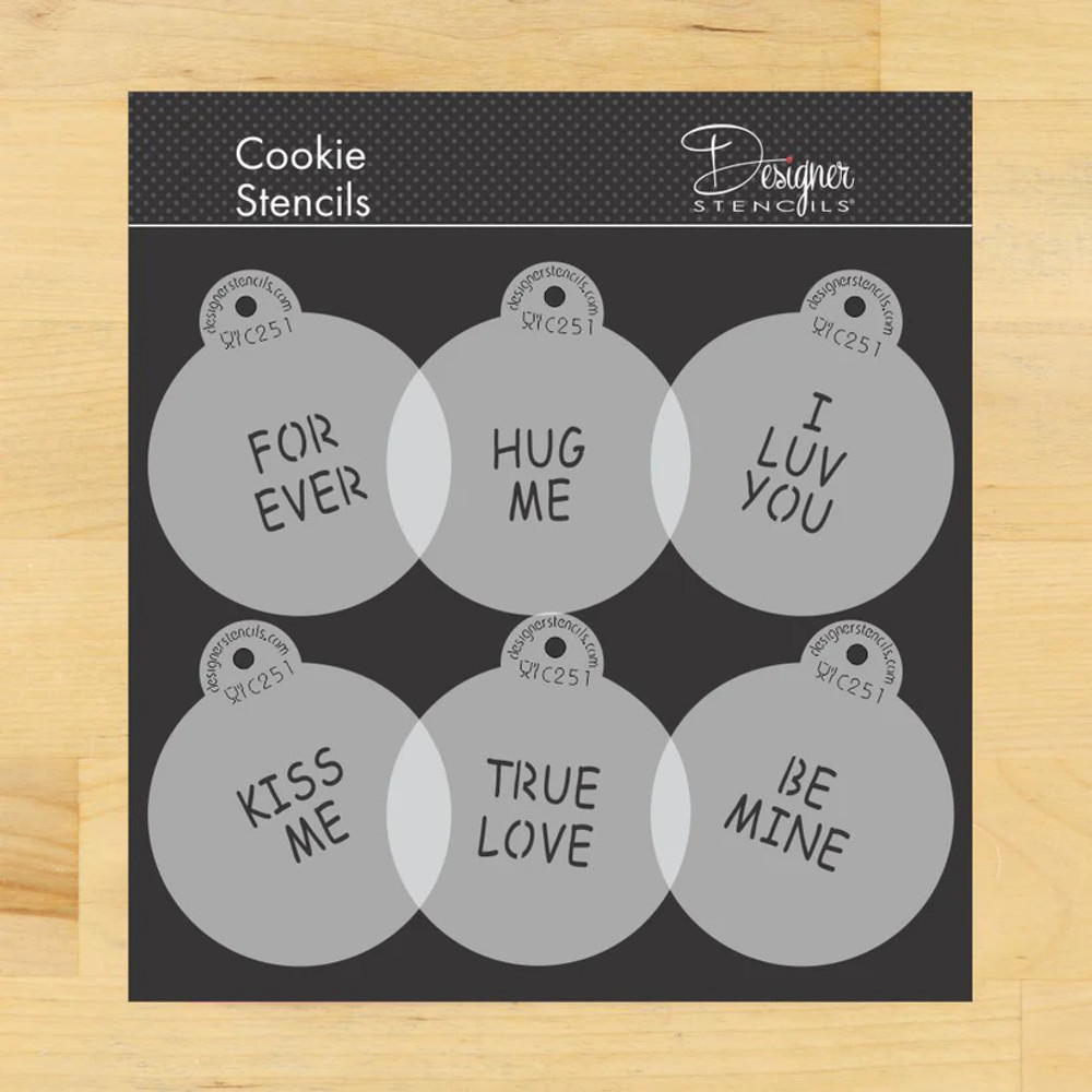 Conversation Hearts Classic Large 2 Sayings Stencil Set