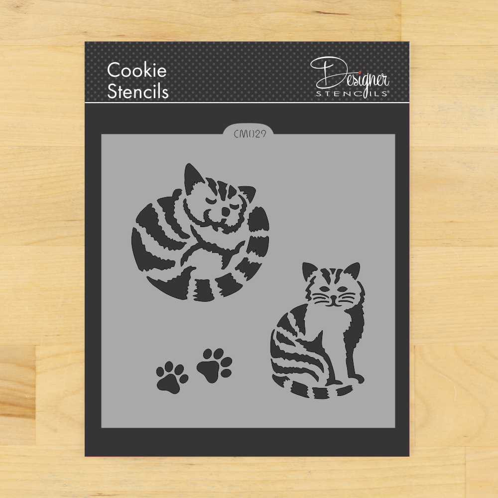 Striped Cat and Paws Cookie and Craft Stencil