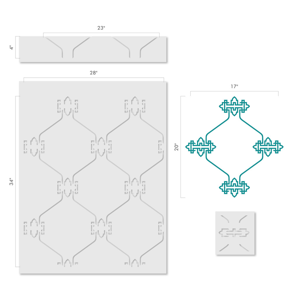 Chinese Lattice All Over Wall Stencil Size