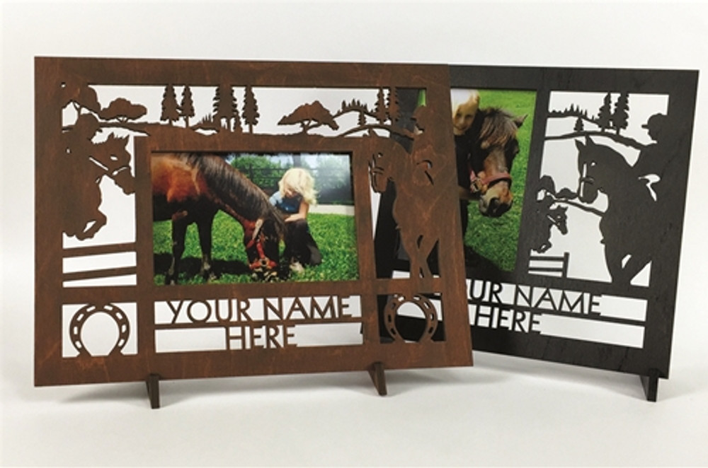 Personalized 9" x 12" Equestrian Wood Picture Frame (4" x 6" Photo)