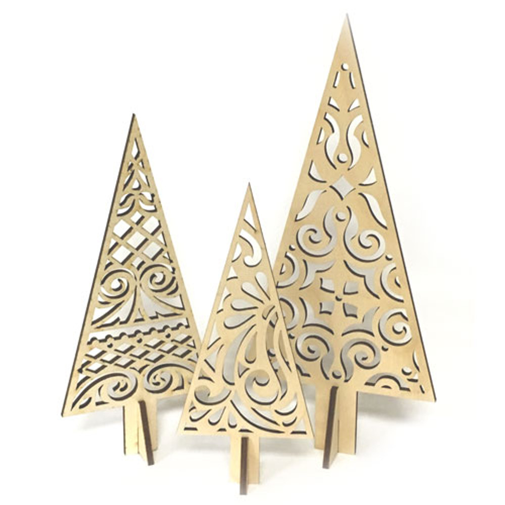 Holiday Wooden Trees -Set of Three
