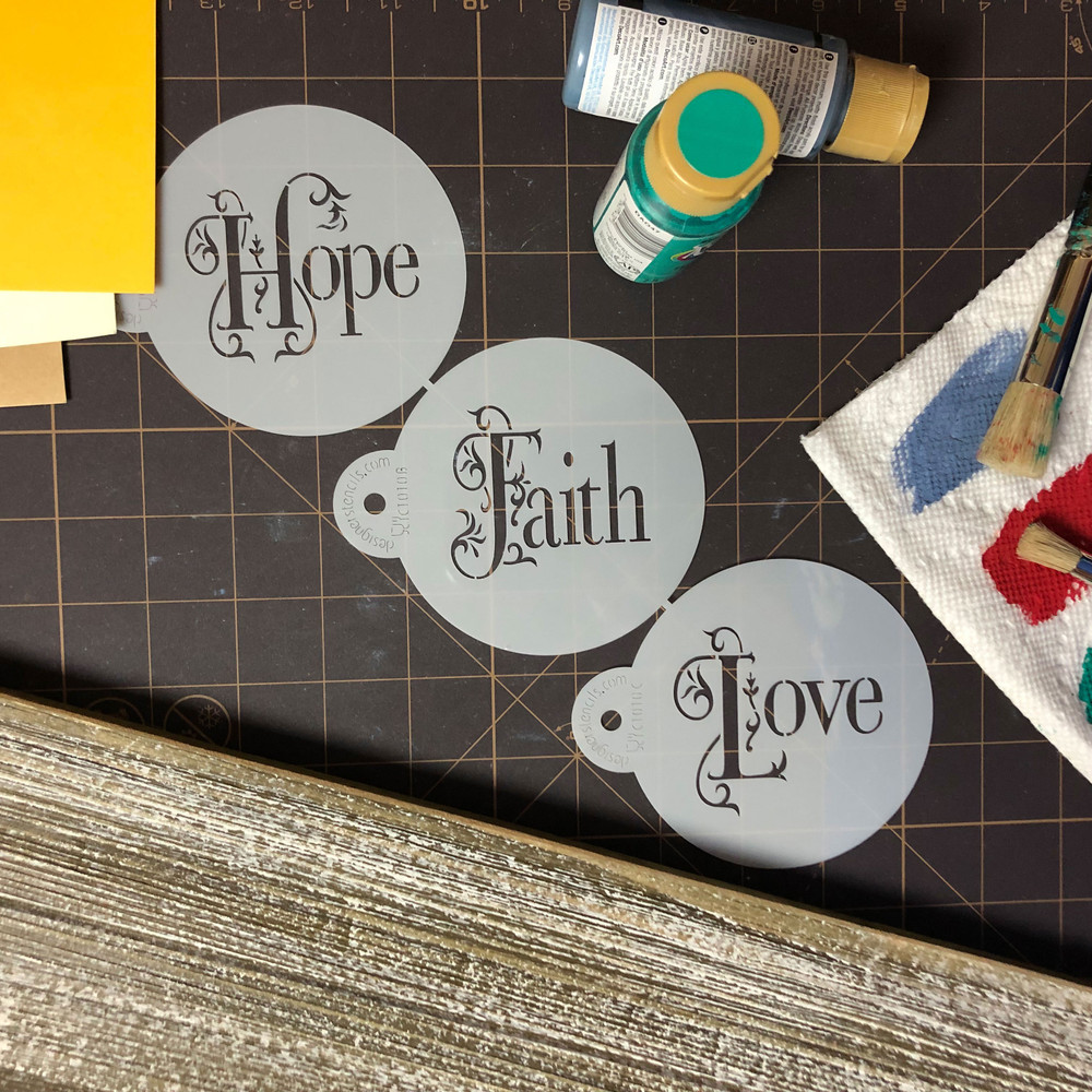 Hope, Faith and Love Cookie Stencil Set