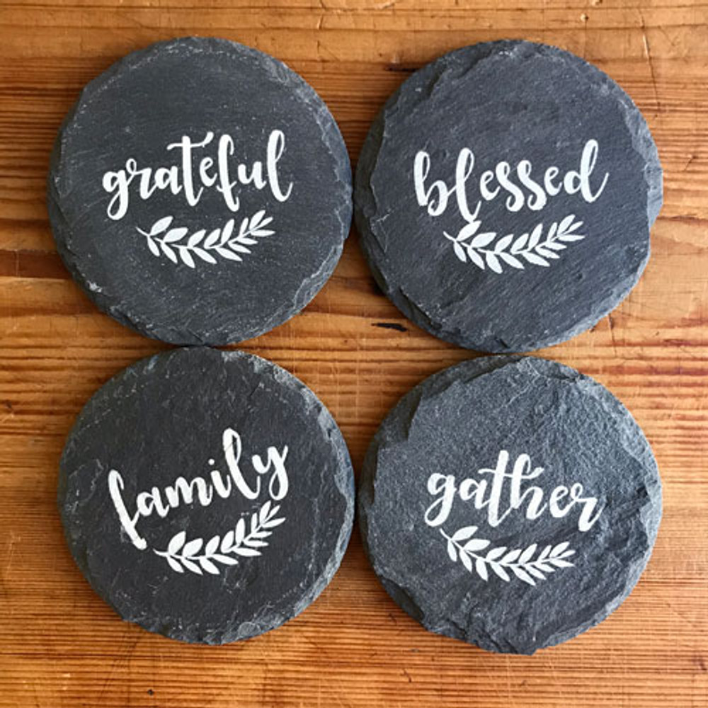 Family/Blessed/Gather/Grateful Slate Coaster -Set of Four