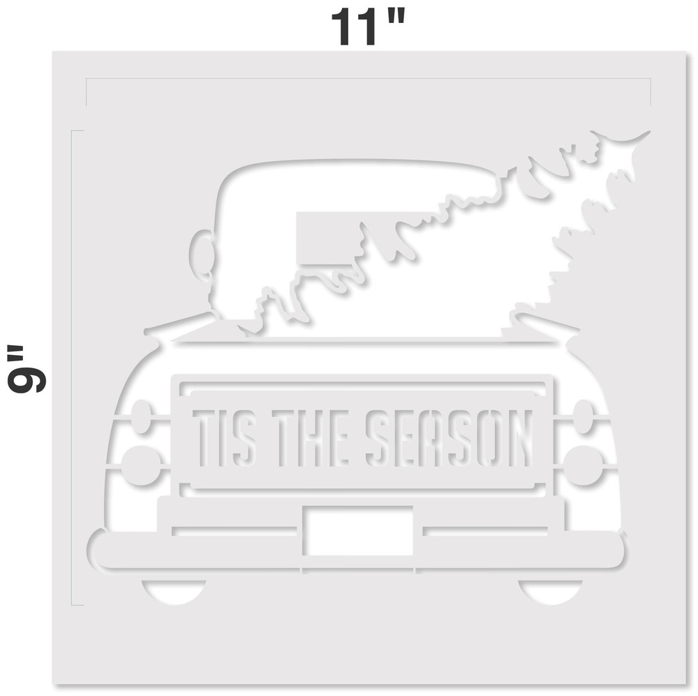 Tis the Season Vintage Truck with Tree Stencil Measurements