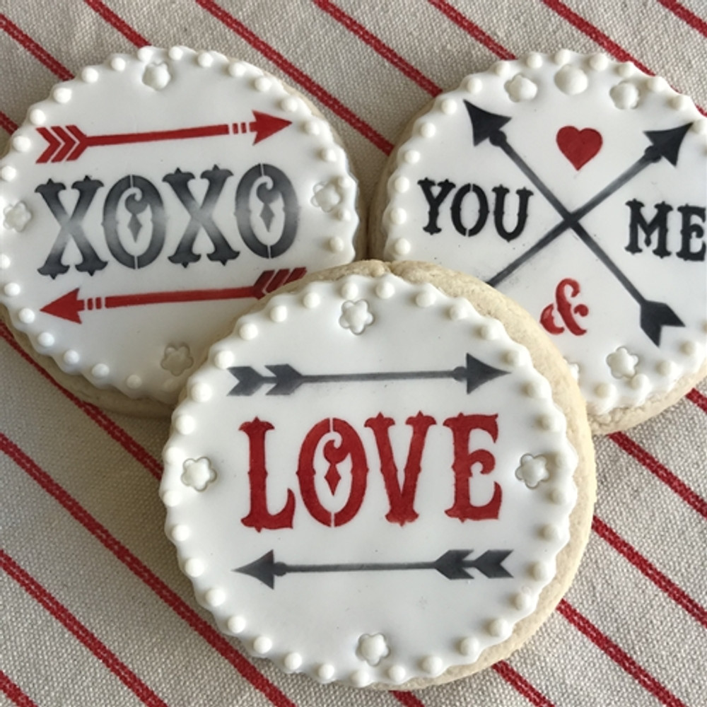 LOVE and Arrows Cookie Stencil Set Cookies