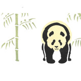 Panda Bear and Bamboo Wall Stencil Border