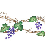 Twig Grape Border Wall Stencil