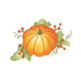 Small Pumpkin, Leaves, and Berries Wall Stencil