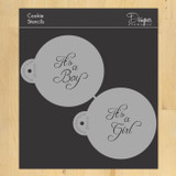 3 Inch Script It's a Boy and Girl Cookie Stencil Set