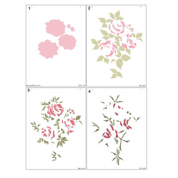 Savannah Rose Bouquet Wall Stencil - Overlays