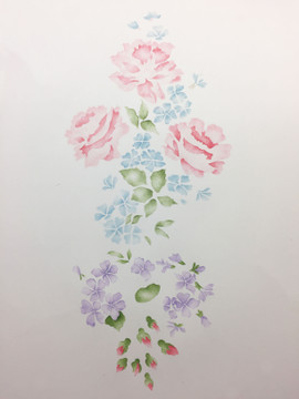 Rose and Violets Spray Wall Stencil - Part 2
