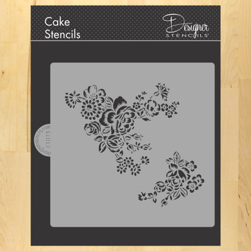 Cottage Rose Spray 2 Cake Stencil Side