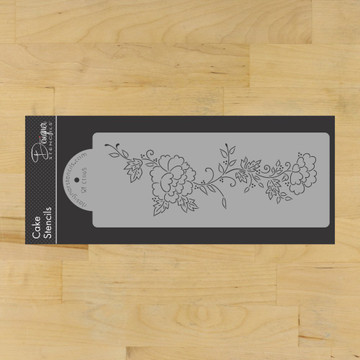 Peonies Spray Cake Stencil Side