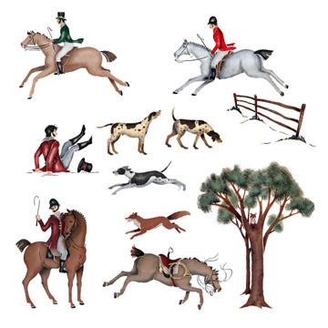 Fox Hunting Collection Wall Stencils Set by DeeSigns