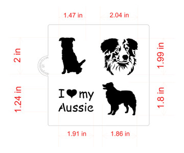 I Love My Aussie Cookie and Craft Stencil SKU #CM211 Sizing