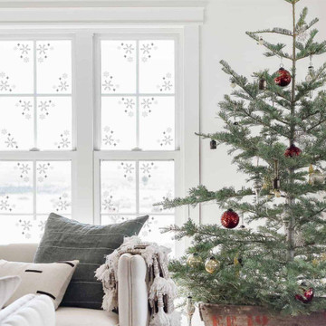 Snowflakes Window Stencil - Living Room Window