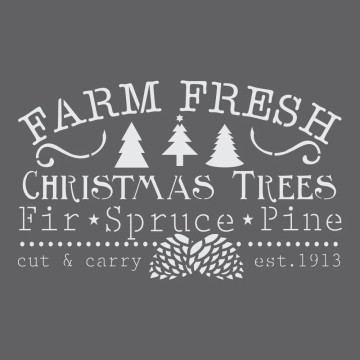 Farm Fresh Christmas Trees Wall Stencil - Design
