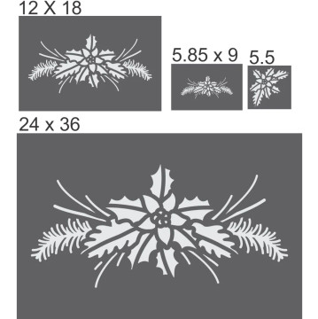 Christmas Swag Window Stencil - Dimensions