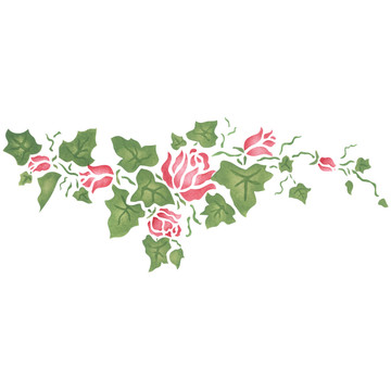 Large Rose Ivy Wall Stencil Border