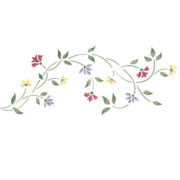 Delicate Floral Wall Stencil Border