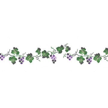 Simple Grape Wall Stencil Border