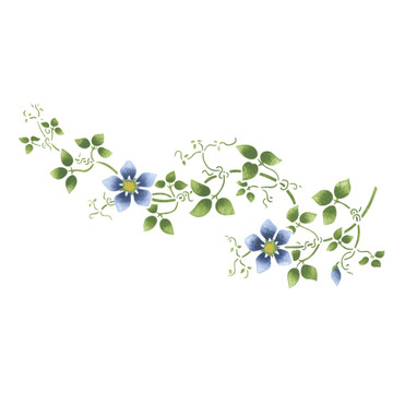 Large Clematis Flower Vine Wall Stencil Border