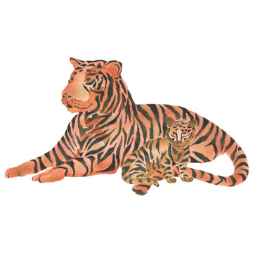 Large Tiger and Cub Wall Stencil