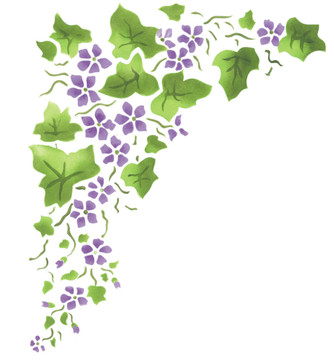 Large Violet Ivy Wall Stencil Corner