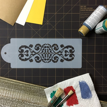 Ornate Scroll Cake Stencil Side