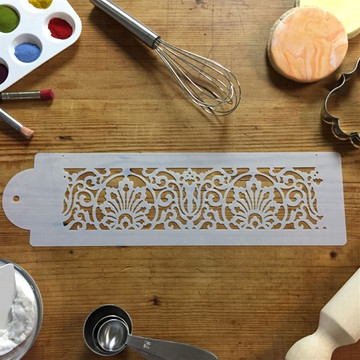 Banded Lace Cake Stencil Side
