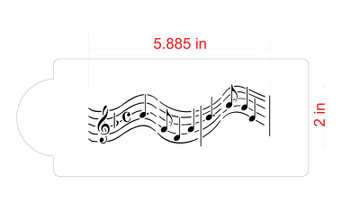 6 Inch Musical Notes Cake Stencil Border Sizing