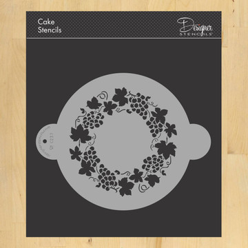 Grapevine Circle Cake Stencil Top