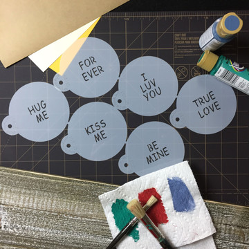 Large Candy Heart Sayings Cookie Stencil SKU #C251