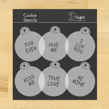 Large Candy Heart Sayings Cupcake and Cookie Stencil Set