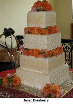 Alencon Lace Middle Tier Cake Stencil Side