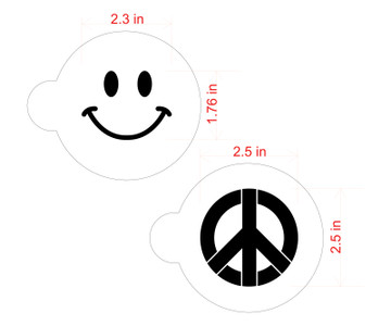 Peace and Happiness Cookie Stencil Set Sizing