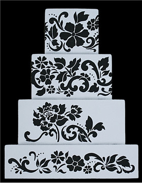 Floral Explosion Tier 1 Cake Stencil Side