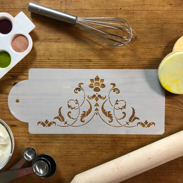 Florentine Scroll Cake Stencil Side