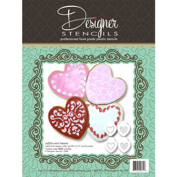 Mini Hearts Cookie Stencil Set 2"  (no cutter) SKU #CS026