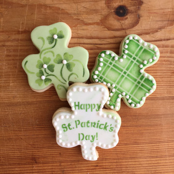 St. Patrick's Day Shamrock Cookie Cutter and Stencil Set Cookies