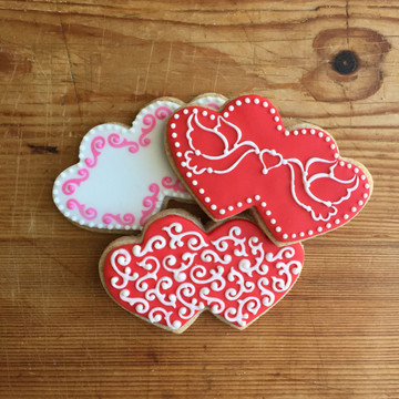 Double Heart Cookie Cutter and Stencil Set Cookies