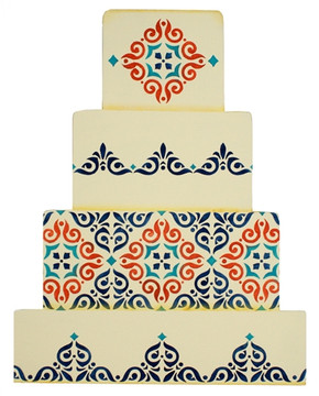 Mexican Tile Tier 1 Cake Stencil Side