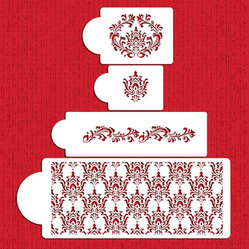 Filigree Damask Cake Stencil Set