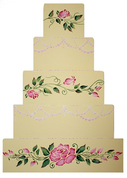 Rose Tier 3 Cake Stencil Side