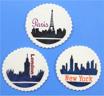 Paris, London, New York Skylines Cookie Stencil Set