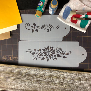 Poinsettia and Holly Sprays Cake Stencil Set