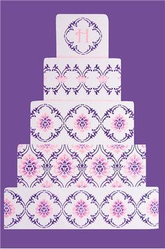 Royal Damask Tier 2 Cake Stencil Side