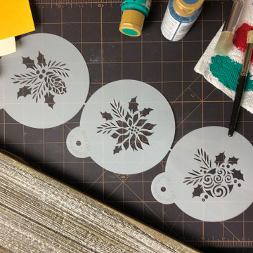 Forever Green Ornaments Cookie Stencil Set