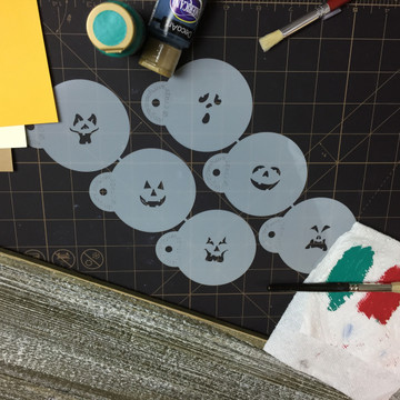Mini Jack-o-Lantern Faces Cookie or Cupcake Stencil Set