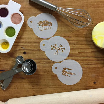 Mini Racecar Cupcake or Cookie Stencil Set